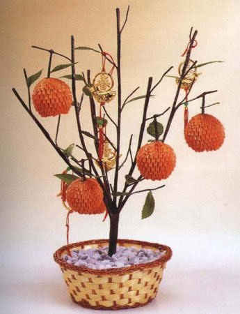 Апельсиновое дерево - модульное оригами.